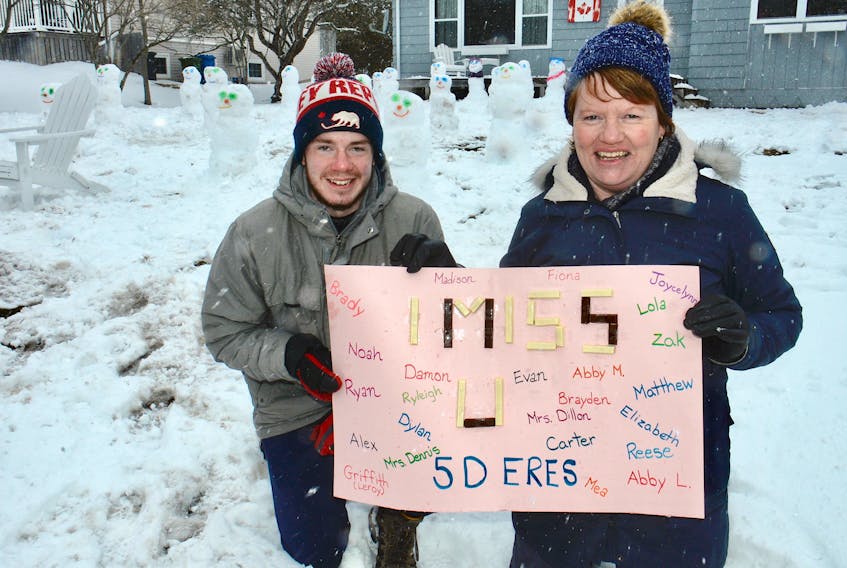 Daniel and Rhonda Godfrey built a snow classroom in front of their Charlottetown home on Friday.