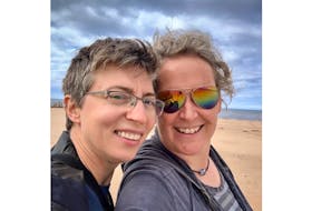 Vera Teschow, right, and her partner Tats finally tasted freedom this past week after spending 14 days self-isolating on their P.E.I. property. Vera Teschow/Special to The Guardian