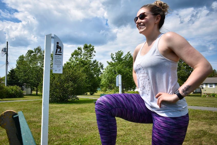 Caitlyn Duncan couldn't help but smile on Saturday as she tried out one of the new exercises posted next to nine benches in Stratford.