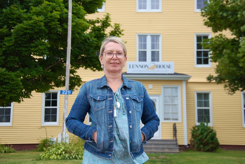 Dianne Young, founder of Lennon House in Rustico, stands outside the recovery home that is named after her late son, Lennon Waterman, who took his life in 2013 following a lengthy battle with drug addiction and mental health issues.