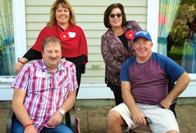 Dwight and Megan Gardiner, left, pose with friends Brent and Susan McLean. Megan and her sister, Bethany Reeves, organized the first Summerside Multiple Myeloma March in Summerside recently.