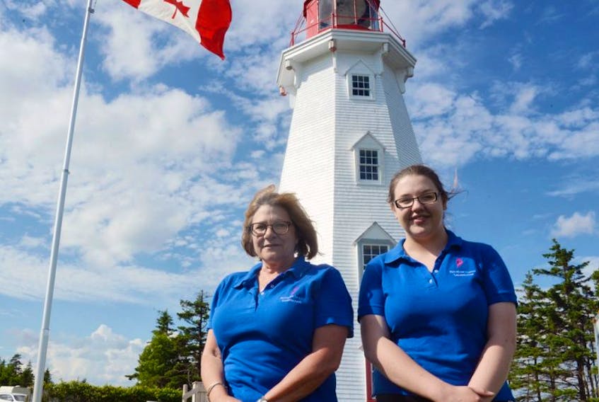 Jackie Brown, left, and Jacqueline Dourte stand outside Panmure Island Lighthouse in this file photo.