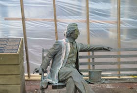 The bench statue of former Canadian prime minister John A. Macdonald has been hit by vandals a few times in the past few months in Charlottetown.