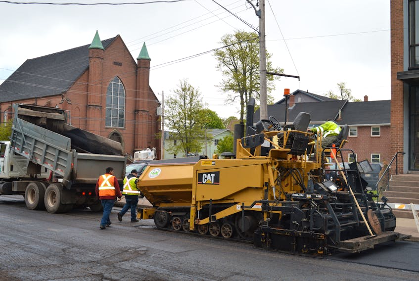 This week, the federal government announced it is expediting $2.2 billion to municipalities in gas tax funding, money which will go to things like paving projects. A paving crew is pictured at work on Richmond Street in Charlottetown in this file photo.