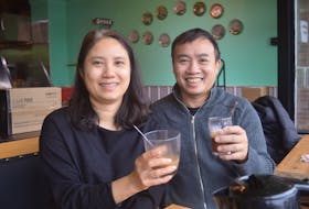 Thi Thu Thuy Luong and her husband, Tuan Anh Tran, will open a new Vietnamese restaurant on Queen Street in Charlottetown on Saturday. Luong said one of the specialty items on the menu will be her strong black coffee, which was mixed with a touch of Vietnamese milk for the picture.