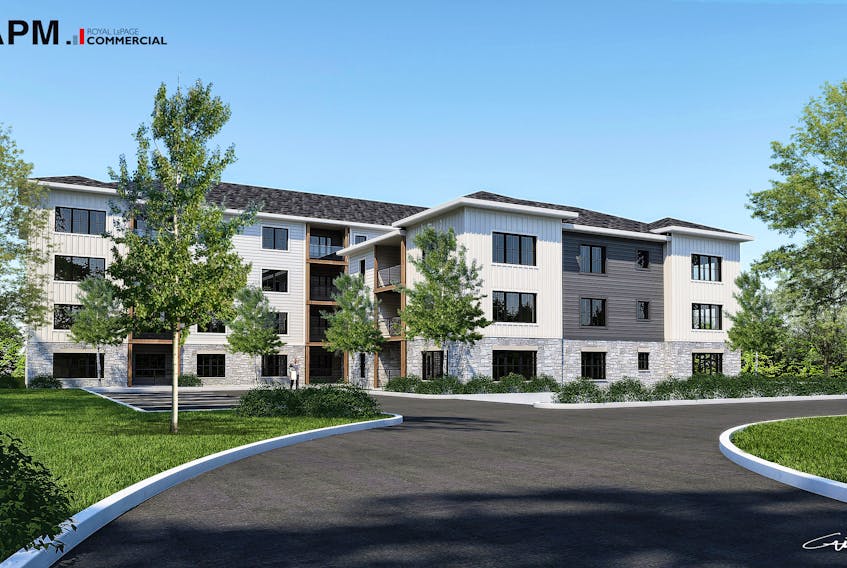 An artist rendering of the proposed apartment project for 9, 11-13 Pine Drive in Charlottetown. Submitted