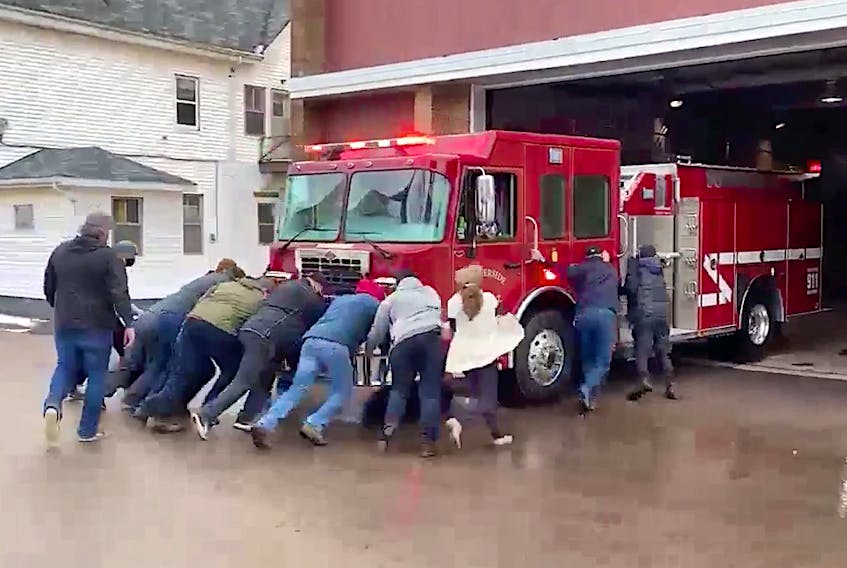 Summerside's newest fire truck was recently welcomed to the city with a final push into the station. The first push into a station is an old tradition in fire fighting, but not one Summerside has usually adhered to.
