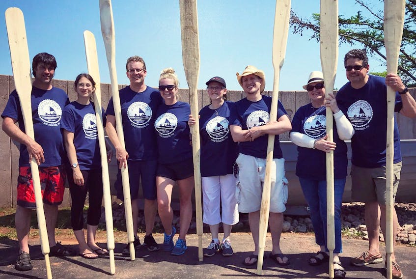 Cape Traverse Ice Boat Heritage Inc. members Scott Cutcliffe, from left, Sharon Kamperman, Andrew and Robyn MacKay, Lori Eggert, Aaron Reimer, Nanci MacDonald and Jim Glennie will be hosting the third annual Ice Boat Festival in Cape Traverse