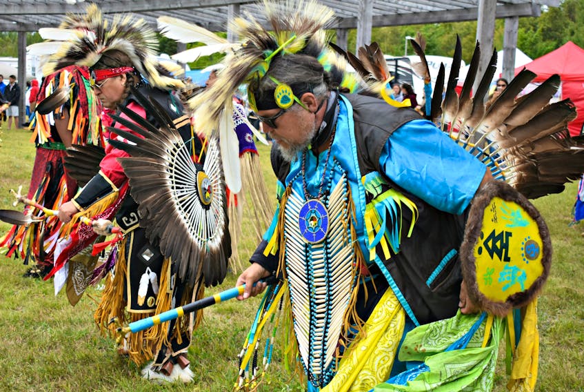 Victor Levi, pictured front right, came dressed in all the bells and whistles. His eagle feathers are not simply a decoration, they are an enormous part of the spirituality and culture of the Mi’kmaq. In Mi’kmaq culture, the eagle flies highest in the sky and carries prayers to the Creator.