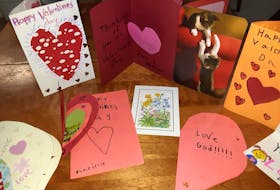 A collection of Valentine’s cards mailed to Lady Slipper Villa.