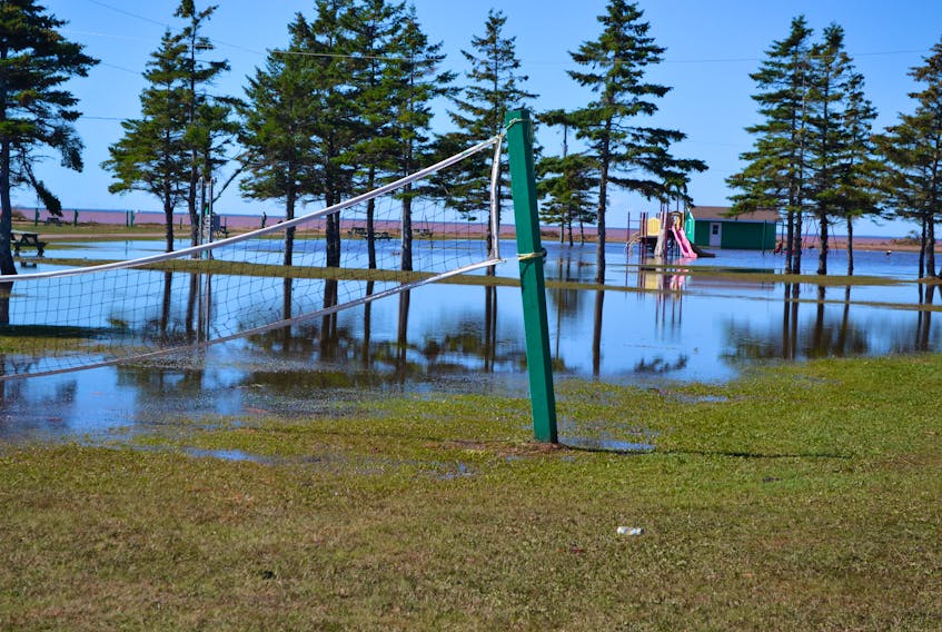 The playground in Cedar Dunes Provincial Park in West Point became a swimming pool of sorts following Hurricane Dorian’s Saturday night storm surge. The situation has resulted in the park closing for the season one week earlier than originally scheduled.