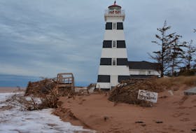 West Point Lighthouse remains vulnerable to storm surges after September’s post-tropical storm Dorian played with concrete barriers “like Lego blocks.” The provincial government is hoping to have funding in place soon so that work on long-term protection for the tourism infrastructure can be carried out this winter.