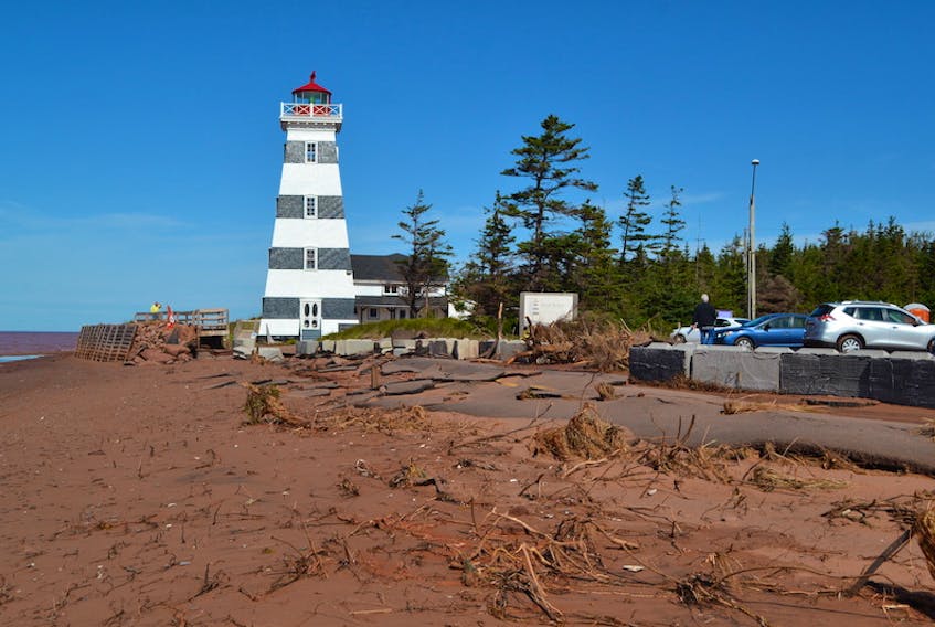 Beachfront by West Point Lighthouse following the September storm surge generated by post-tropical storm Dorian.