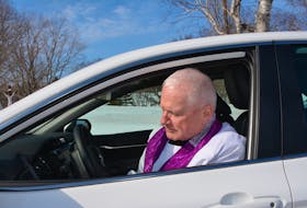 Fr. Danny Wilson, Parish Priest for St. Anthony’s Parish in Woodstock says he is planning on hearing drive-thru confessions this Saturday. Confessants do not even have to exit their vehicles to participate. 
Eric McCarthy/Journal Pioneer