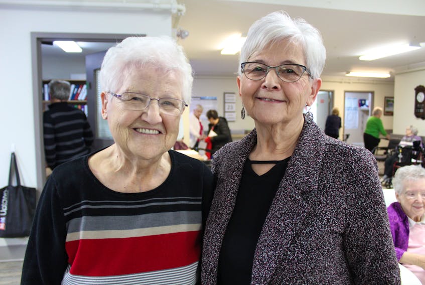 Exina Richard, left, is a resident of Le Chez Nous in Wellington, and her sister, Florence Bernard, comes to visit her regularly. Their mother was also a resident of the co-op seniors’ housing facility.