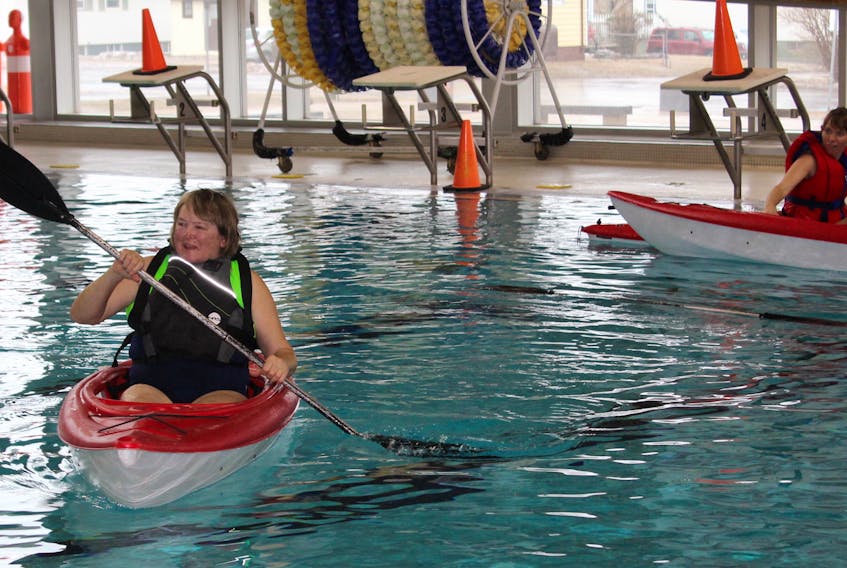 Lorraine MacDonald has a kayak at home and wanted to learn more about the sport. Kayaking 101 will be offered at Credit Union Place on Wednesdays in April. Photo: Brae Shea/ Journal Pioneer