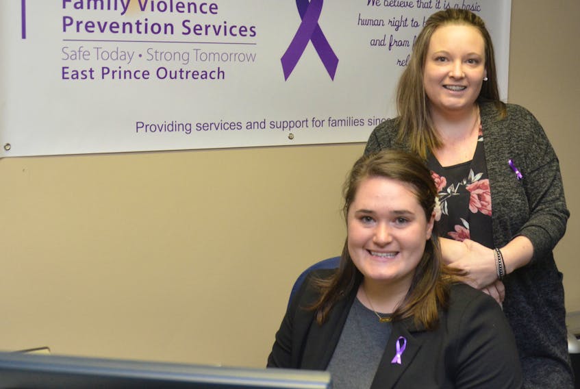 Carly Levy, left, and Lee Anne Farrar staff the new offices of East Prince Family Violence Prevention Services.