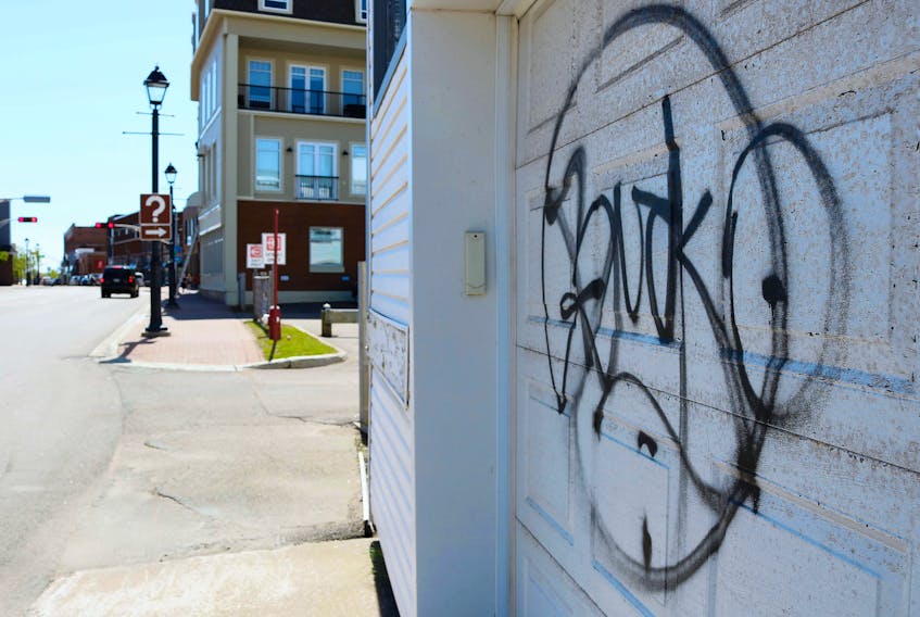 One of the prevalent tags in Summerside “Bucko” has been making appearances on city buildings.