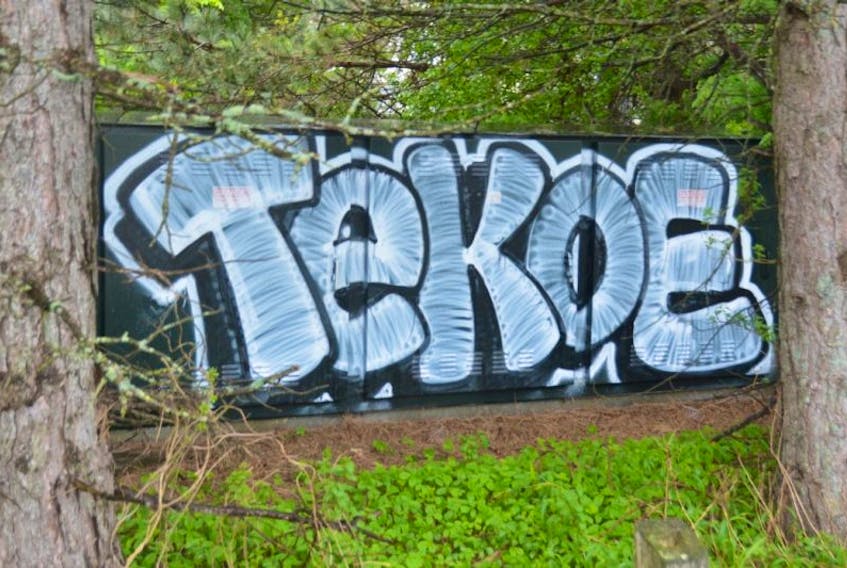 Someone who uses the graffiti tag TeKOE has been leaving their mark all over Summerside and Charlottetown this year. Police believe there are more than 15 such tags throughout Summerside alone.