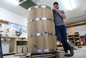 Jordan Stetson, owner and crafter at New World Foeders of South Freetown. Foeders are large wooden barrels used to age beer and other drinks. -Colin MacLean