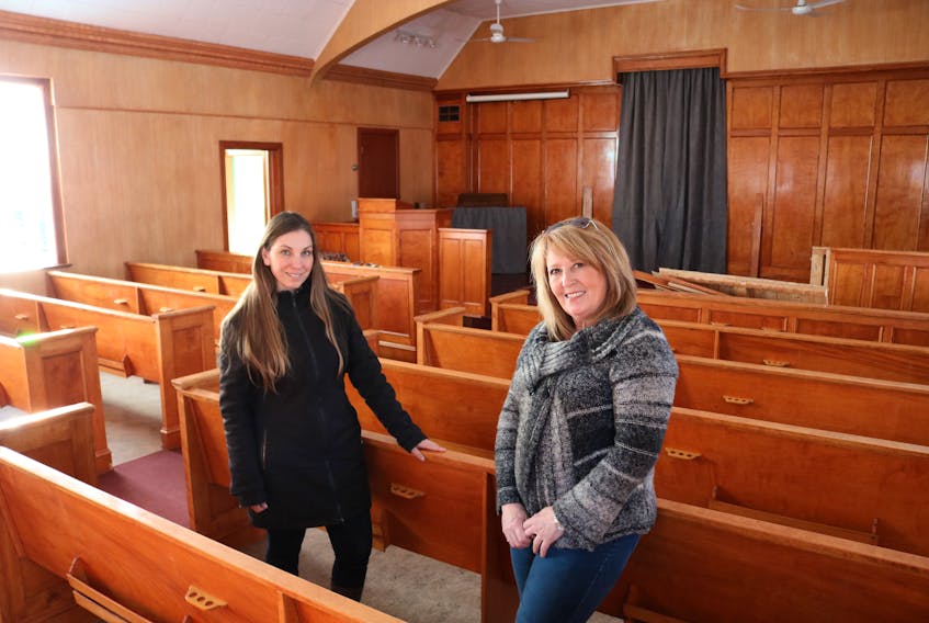 Laurel Palmer-Thompson, left, and Barb Wood, members of the Borden Area Development Corporation, and town councillors, are excited the BADC has taken on the project of turning the old Borden United Church into a musical hall and cultural centre.