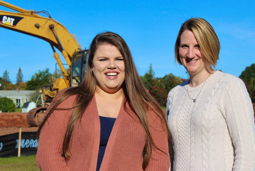 Emma Dibling, left, a track a field athlete at Three Oaks Senior High School, and coach Jennifer Halupa are looking forward to having a proper training facility for track and field athletes in Summerside. Millicent McKay/Journal Pioneer