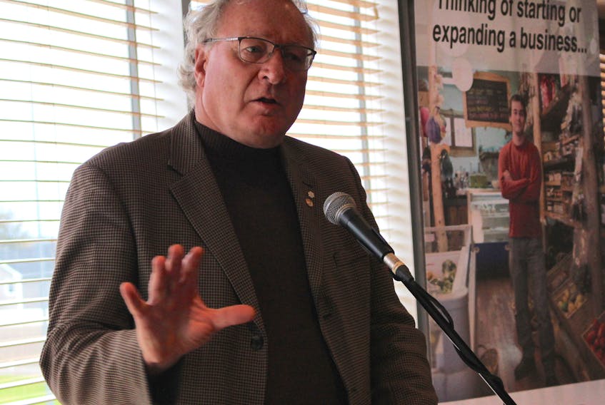 Premier Wade MacLauchlan spoke at a breakfast with the premier event in Summerside hosted by the Greater Summerside Chamber of Commerce on Wednesday morning. Millicent McKay/Journal Pioneer