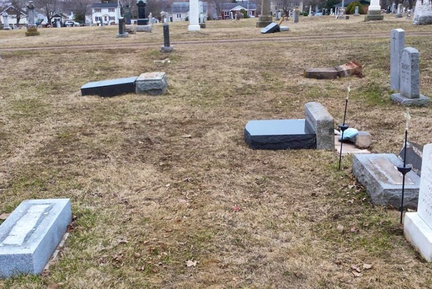 Several tombstones in St. Paul’s Cemetery in Summerside were damaged recently. Summerside Police are asking anyone with information relating to this incident to call them.