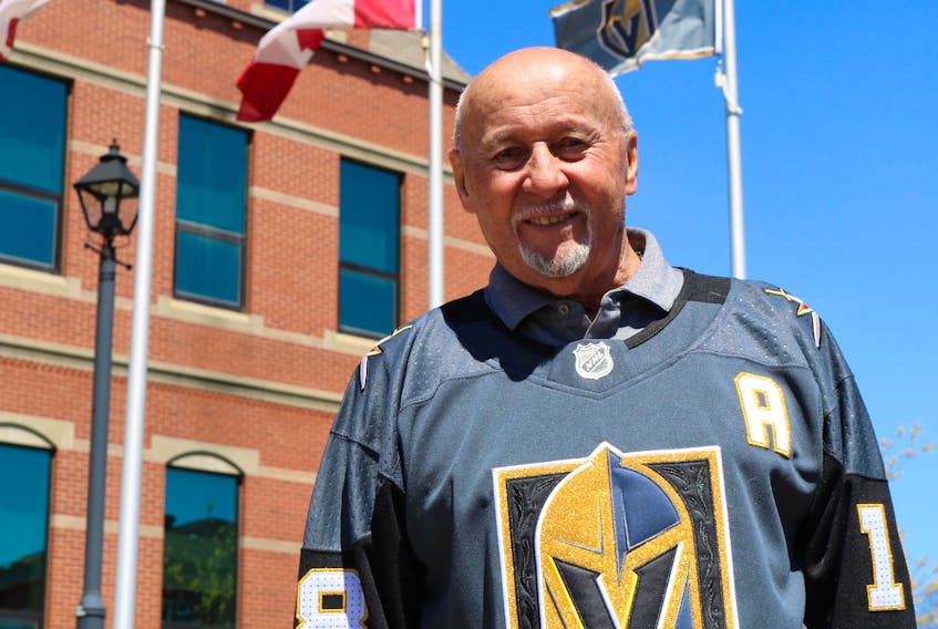Summerside Mayor Bill Martin donned a Vegas Golden Knights jersey to announce his bet with Dauphin City, Man., Mayor Allen Dowhan. Dauphin is the hometown of Washington Capitals head coach Barry Trotz.