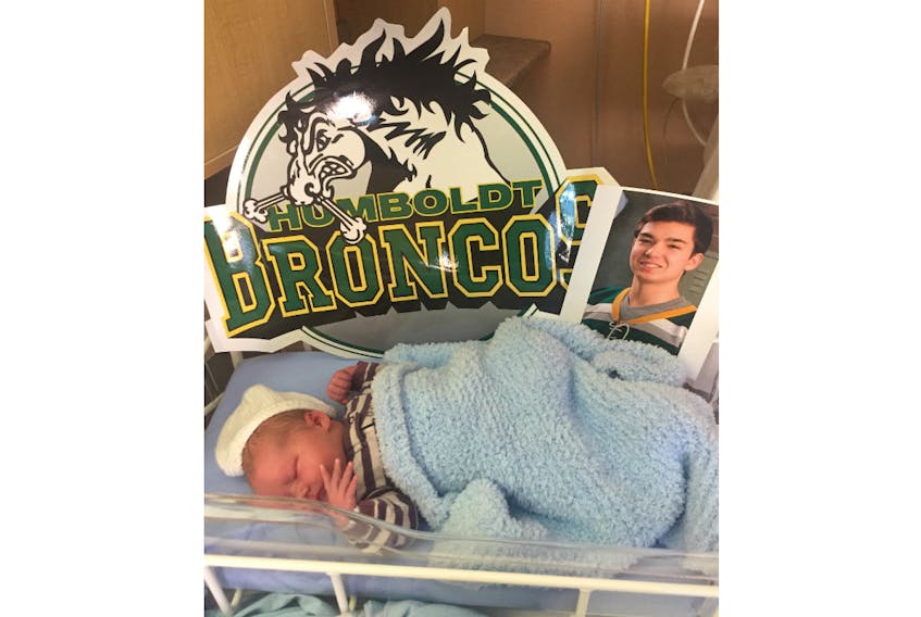 Bennett Charles Logan Broome, born in Summerside on April 14, was named after one of the Humboldt Broncos players who died following a tragic highway crash April 6 in Saskatchewan.