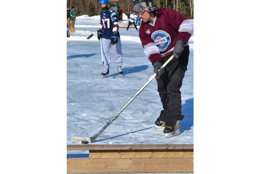 The scoring area in pond hockey nets is small, but with no goalies to get in the way, players get the job done. The P.E.I. Pond Hockey championship, a fundraiser for the West Point Fire Department, is being relocated this year from West Point to Mill River Park.