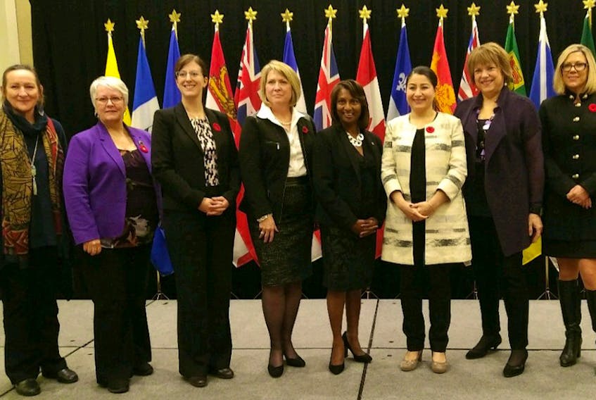 Ministers responsible for the Status of Women, including P.E.I.’s minister, Paula Biggar, second fro left, met last week in Toronto.