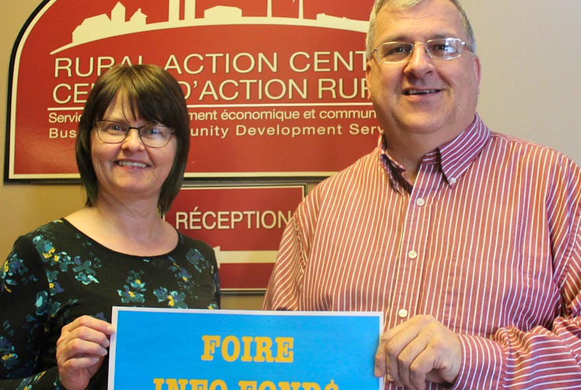 Velma Robichaud, client information officer with the Wellington Rural Action Centre, and Raymond J. Arsenault, co-ordinator of the Acadian and Francophone Chamber of Commerce of P.E.I., are organizing the “Fund$ Info Fair” for French-speaking entrepreneurs and employers Wednesday, April 25, in Summerside.