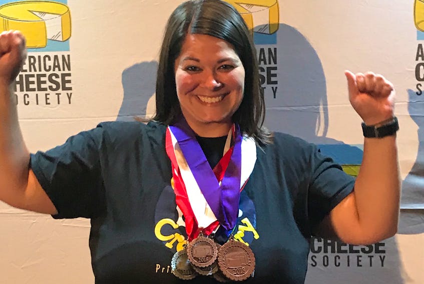 COWS CREAMERY wholesale manager Andrea White celebrates seven wins for the Charlottetown company at the American Cheese Society Competition in Pittsburgh, Pa.