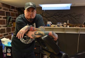 Aron Scott, who has been tattooing for the past nine years, doesn’t have any plans on slowing down, unless he becomes a famous rock-star. Journal Pioneer/Alysha Campbell