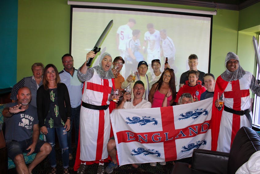 English football fans gathered at Doolys in Summerside to watch the semi-finals of the Fifa World Cup, England vs. Croatia, Wedesday afternoon.