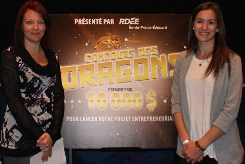 Bonnie Gallant, executive director of RDÉE Prince Edward Island, left, and co-ordinator, Nicole Allain, officially launched the 2017 edition of the Dragons' Contest during the Entrepreneurs' and Co-operators' breakfast in Summerside.