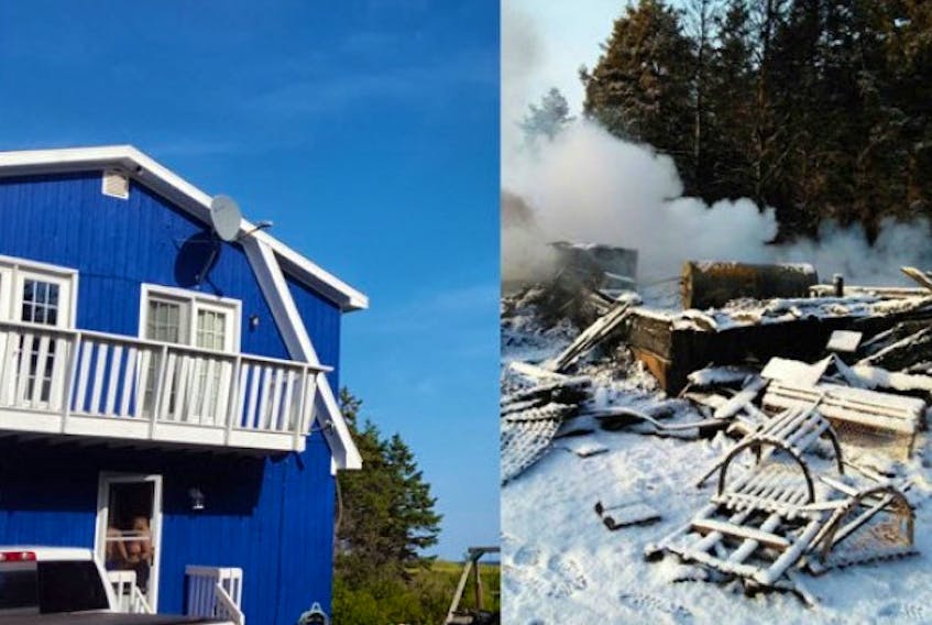 A photo compilation of a Dune Lane, Tignish cottage before and after Friday's fire.