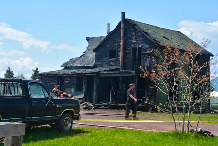 A home on the St. Gilbert Road in Egmont Bay had to be torn down Friday after it caught fire for the second time in three days.