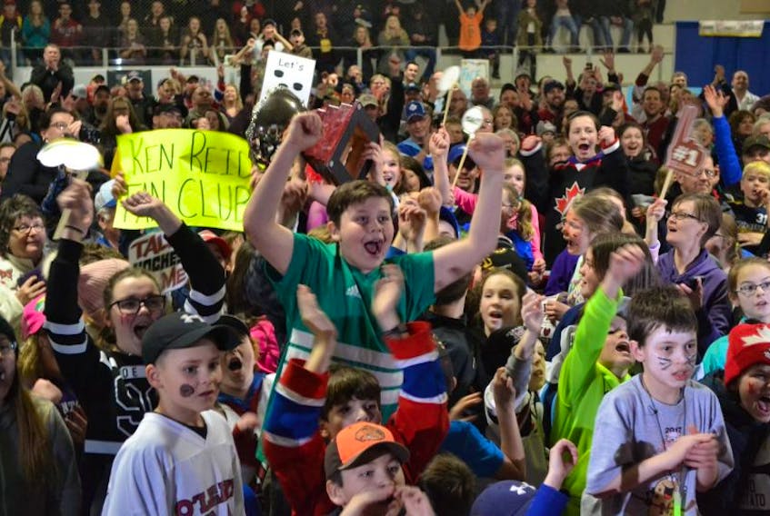 ‘O’ for O’Leary, ‘O’ for O’Hockeyville. An enthusiastic crowd lets out a roar as they hear Gary Bettman announce on Hockey Night in Canada that O’Leary, P.E.I. has won Kraft Hockeyville 2017.