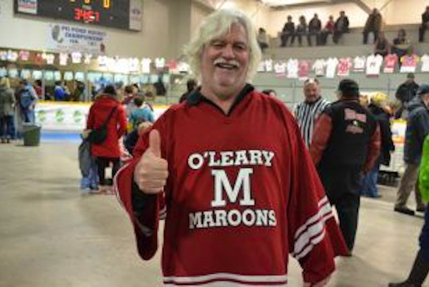 ['O’Leary mayor Eric Gavin during Saturday’s Hockeyville announcement party at the Community Sports Centre.']