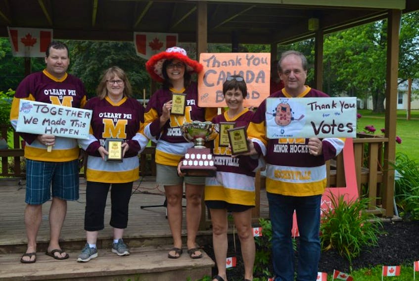 The Fab Five, the committee that spearheaded O’Leary’s drive to become Kraft Hockeyville, were named the town's Volunteers of the Year this summer. They are still putting in lots of volunteer hours helping to prepare for the delivery of the NHL exhibition game part of O'Leary's prize. From left are, Dean Getson, Jo-anne Wallace, Tammy Rix, Della Sweet and Bill MacKendrick.