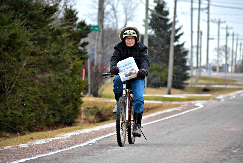 Through rain, heat, sleet or snow, nothing has stopped Leona Quigley from delivering the Journal Pioneer newspaper along the Borden-Carleton route by bicycle.