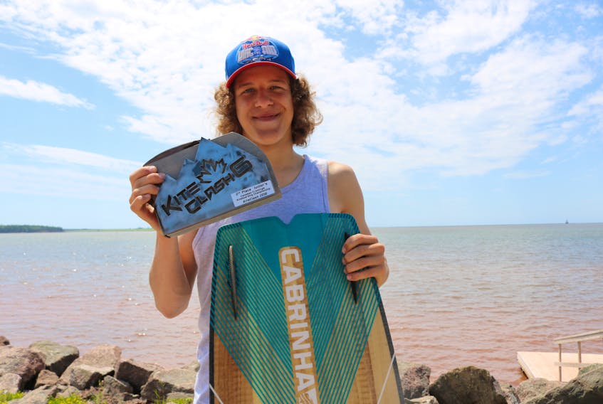 Nic Farrar, 15, of Nine Mile Creek, recently won second place at the KiteClash Canadian Kiteboarding championships in the junior division.