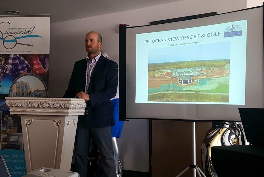 Vice-president of the Ocean View Resort & Golf, Dallas Desjardins, presents the future plans of the Summerside club and resort at the annual meeting of Tourism Summerside held earlier this week.