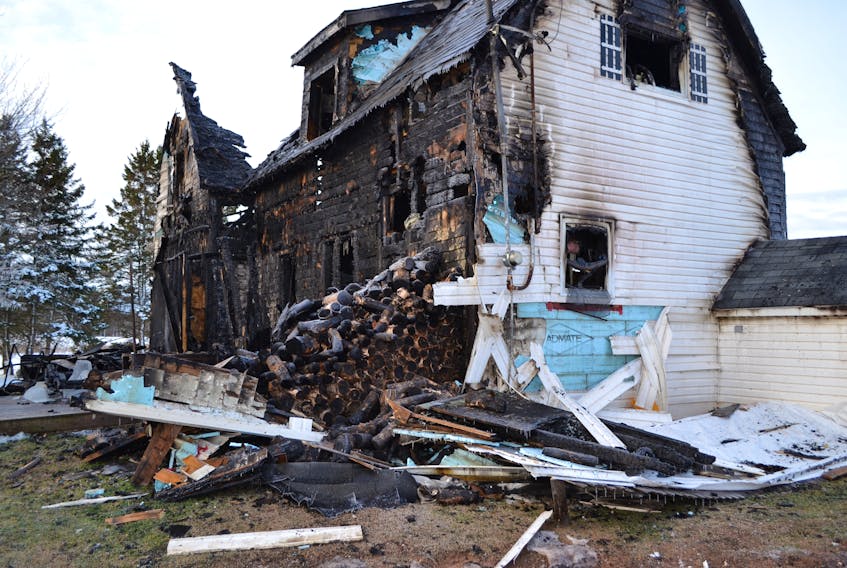 Owners of this Profits Corner farmhouse, which was destroyed by fire on Sunday, have obtained emergency assistance from the Canadian Red Cross and the Canadian Disaster Animal Response Team