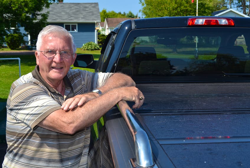 Fred Hamill and several other Northport residents sustained damage to their properties during a violent hail storm last week. Dents are evident all over Hamill's truck. Hail knocked holes in the siding of several homes and buildings.