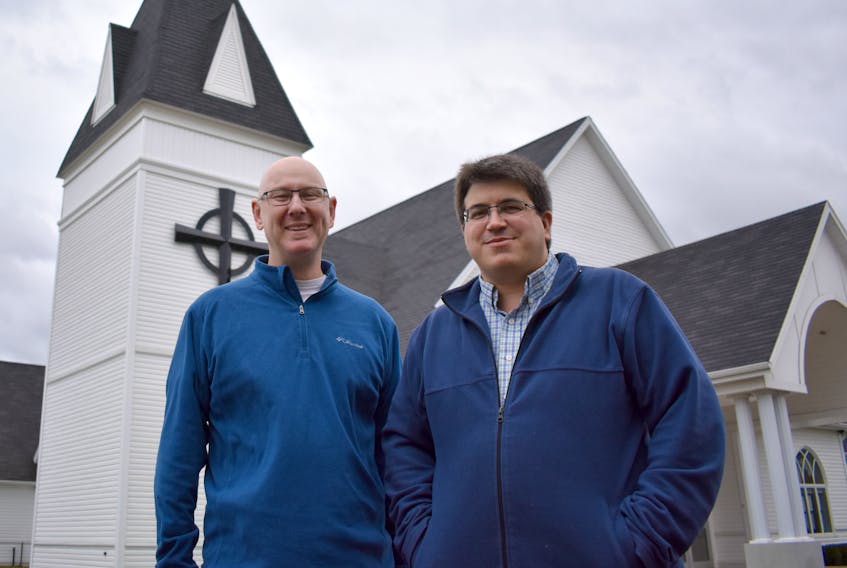 Lead pastor of Summerside Baptist Church Cory Somers, from left, joins forces with Reverend Brad Blaikie of the Summerside Presbyterian Church to raise money for the residents of Heritage Park.