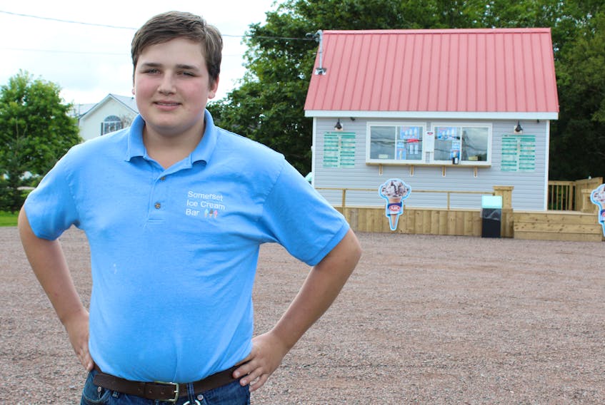 Harrison Duffy, 16, opened Somerset Ice Cream Bar in Kinkora earlier this summer. He's had a busy first season and is holding a customer appreciation day on Sept. 29 to show his thanks to the community.