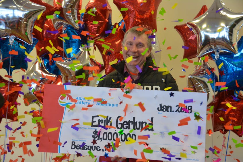 Erik Gerlund of Bedeque is the latest P.E.I. lottery winner. Gerlund was presented his winnings at a ceremony in Summerside on Monday, Jan. 15 at Red Shores Raceway. - Colin MacLean